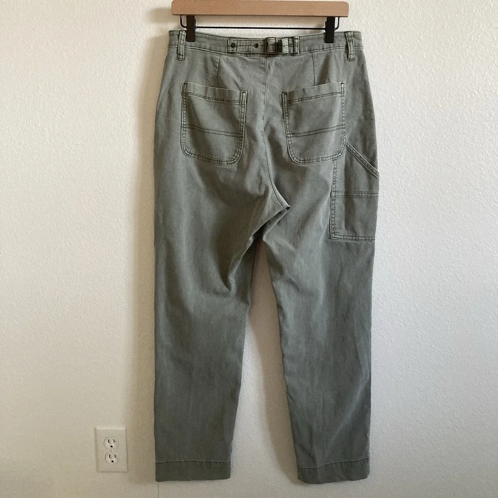 Old Navy High Waisted Straight Canvas Workwear Khaki Pants Green Womens 8 - Picture 4 of 8